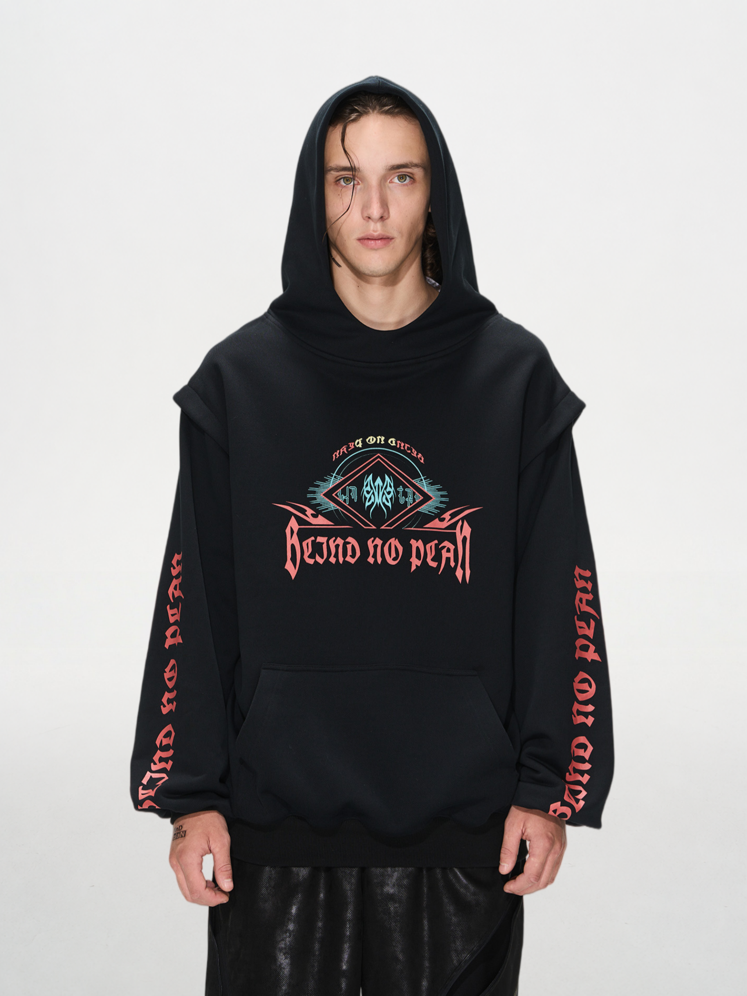 Fake Two-piece Printed Hoodie
