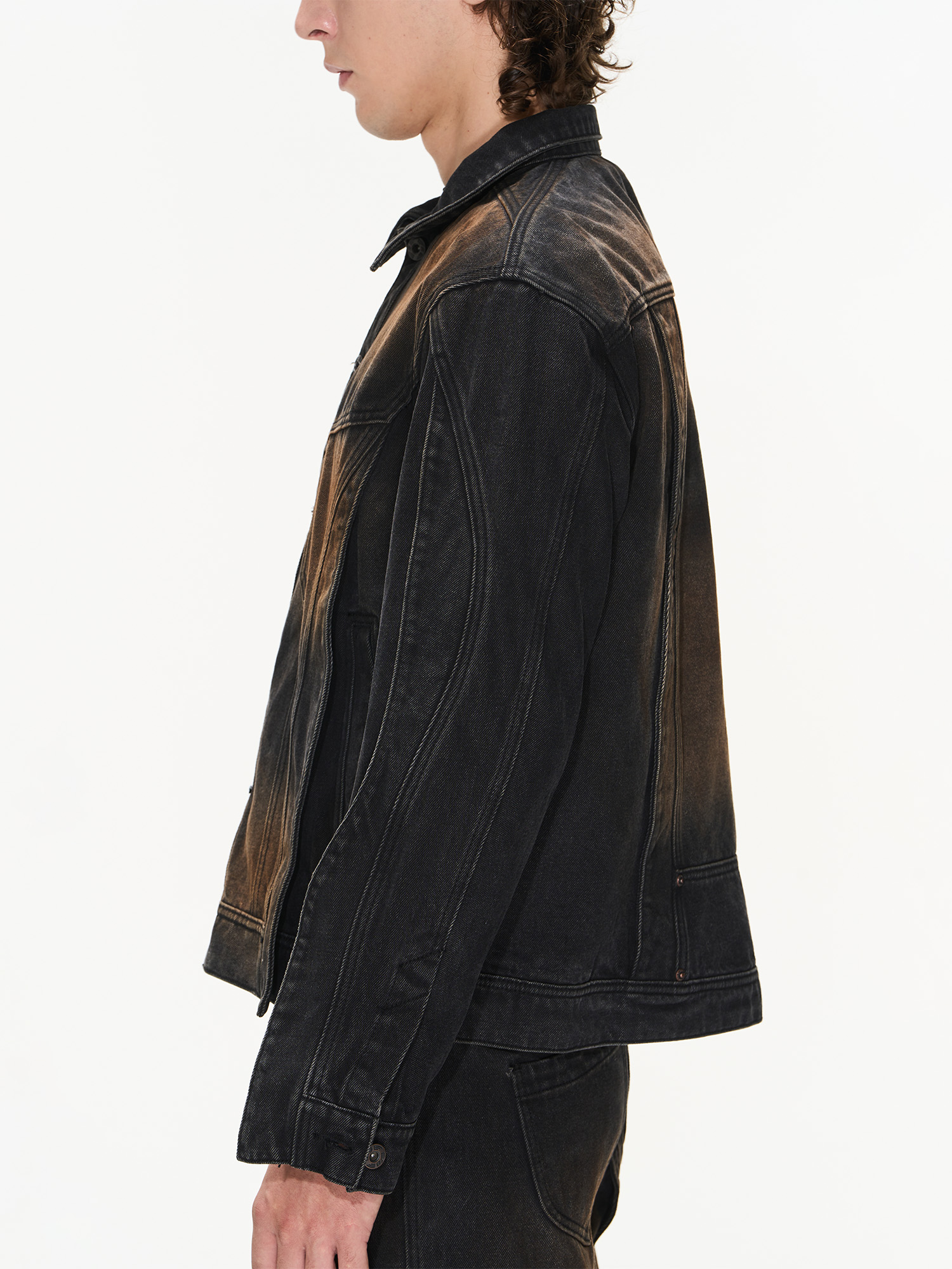 BLINDNOPLAN 23AW 做旧泥染立体飞褊秋季排扣牛仔夹克外套