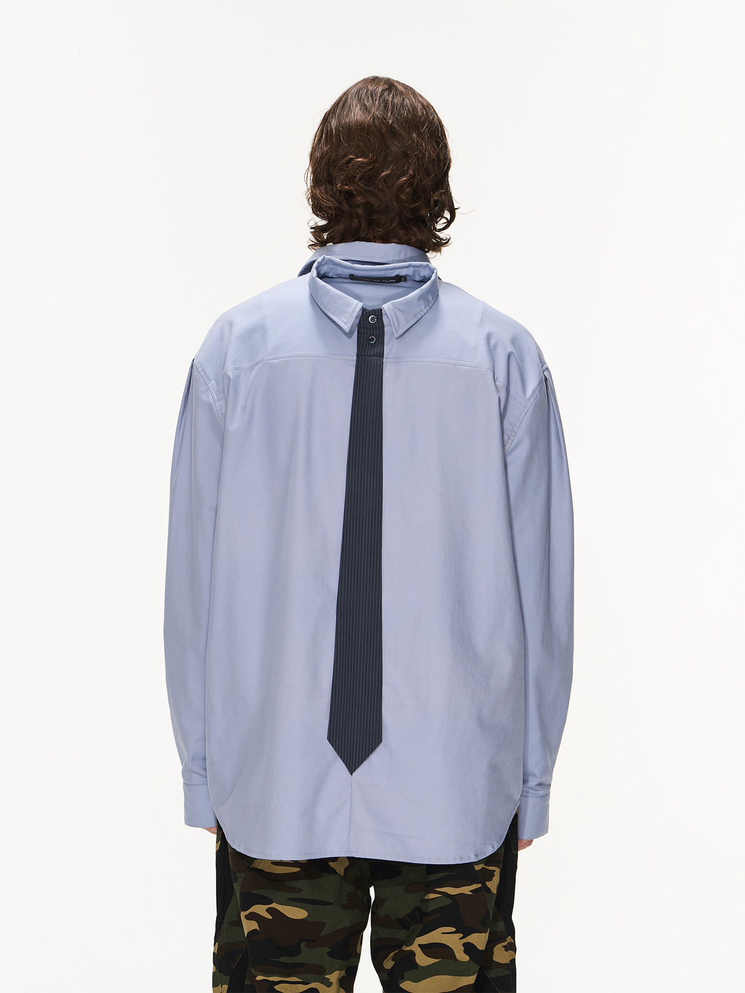 BLINDNOPLAN 23AW 双领口形态排扣宽松长袖衬衫秋季衬衣