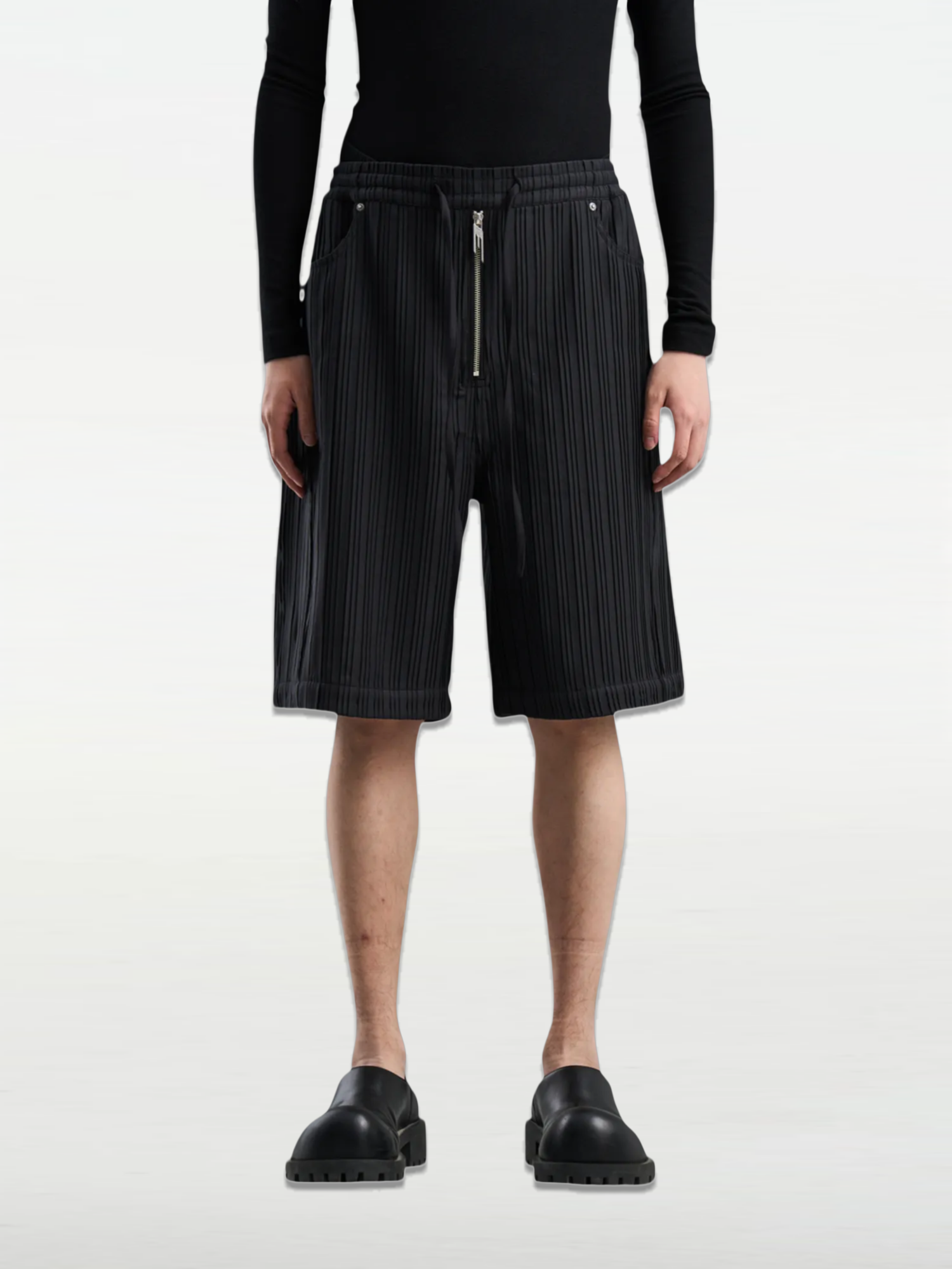 Textured Straight-cut Suit Shorts