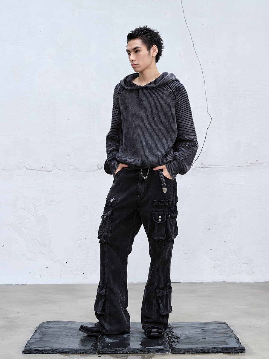 Sorcerer Hood Heavy-Duty Washed Knit Sweater