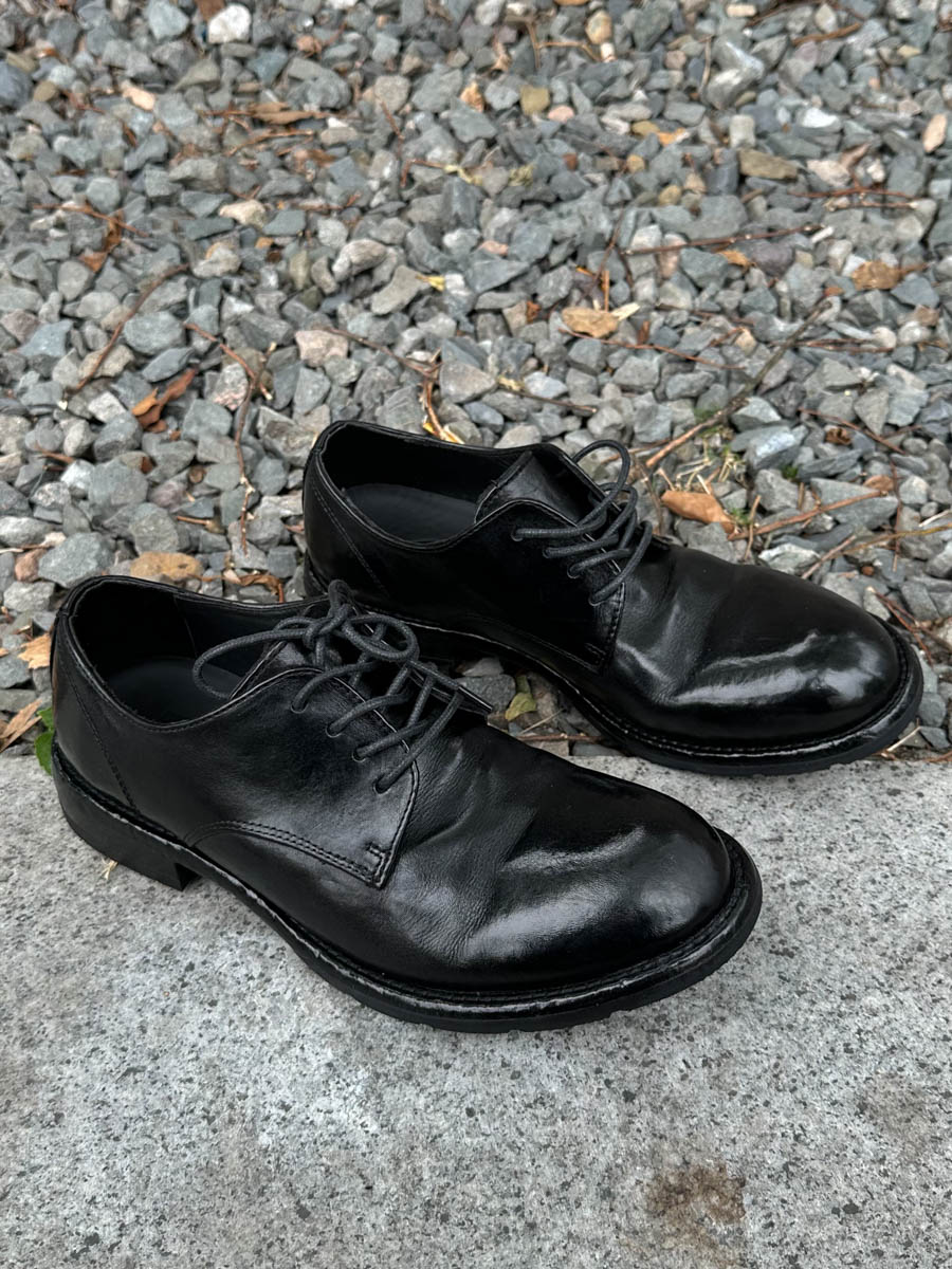 Black Domain Washed Horsehide Goodyear-Welted Shoes