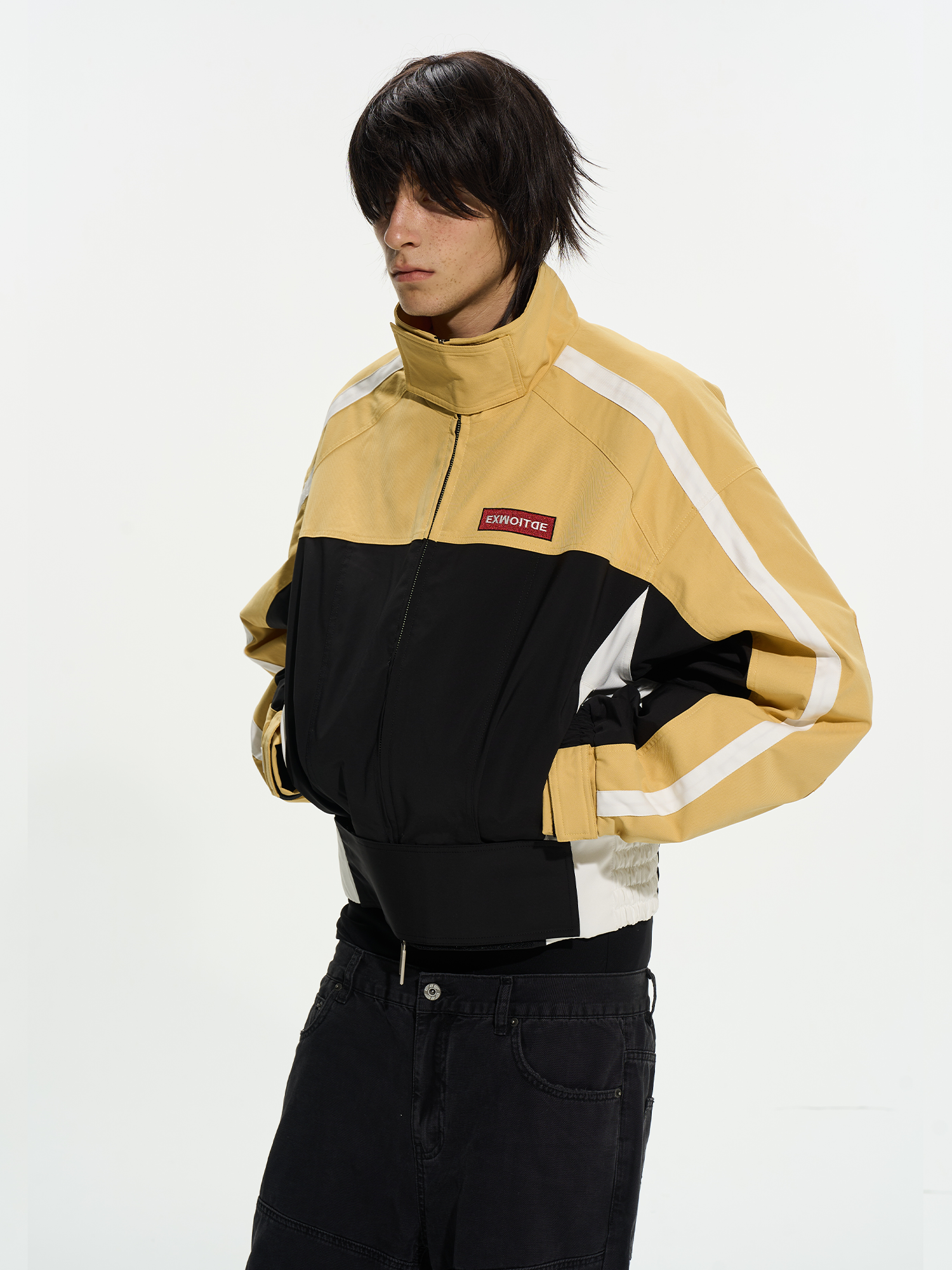 Color-Block Oversized Sport Cotton Jacket