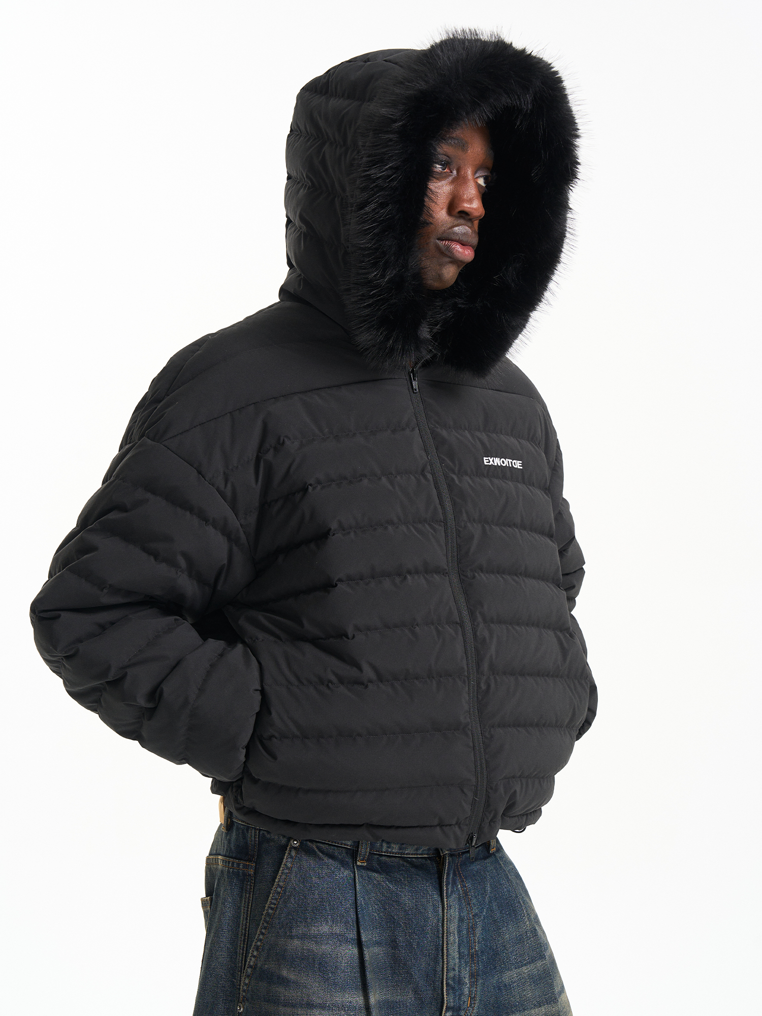 Quilted Oversized Detachable Fur Collar Puffer