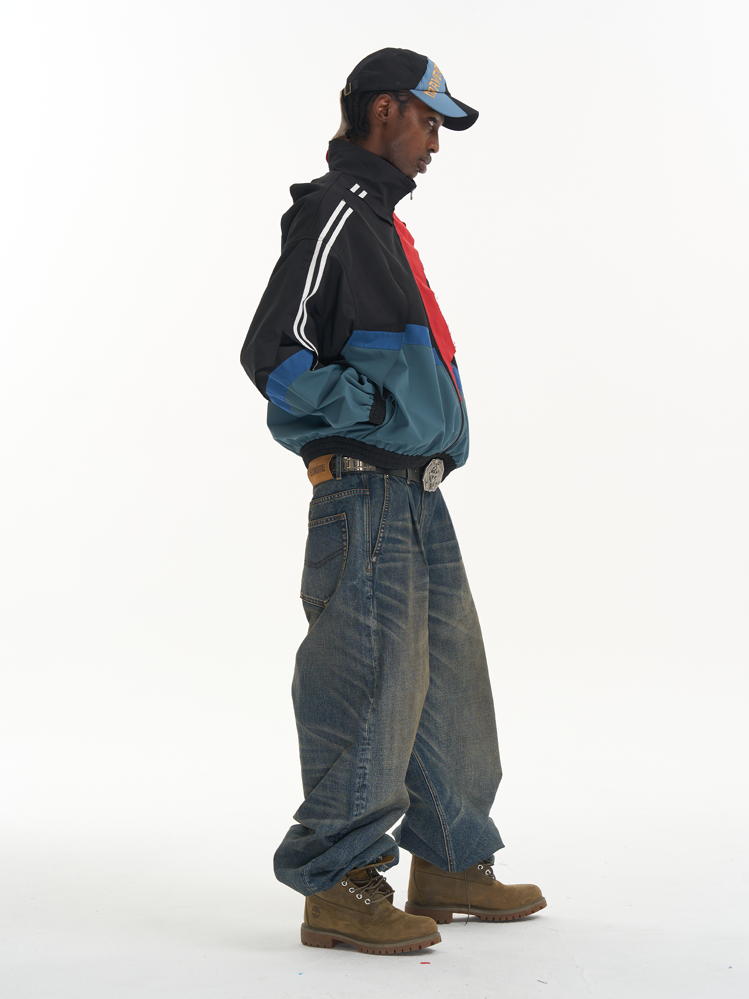 Raw-Edge Cut and Paneled Sport Jacket