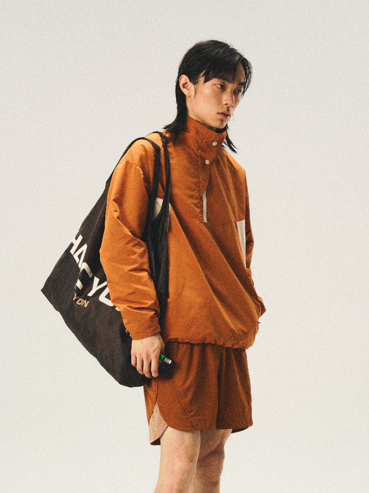 Windproof & Water-Repellent Half-Zip Color-Block Stand Collar Jacket