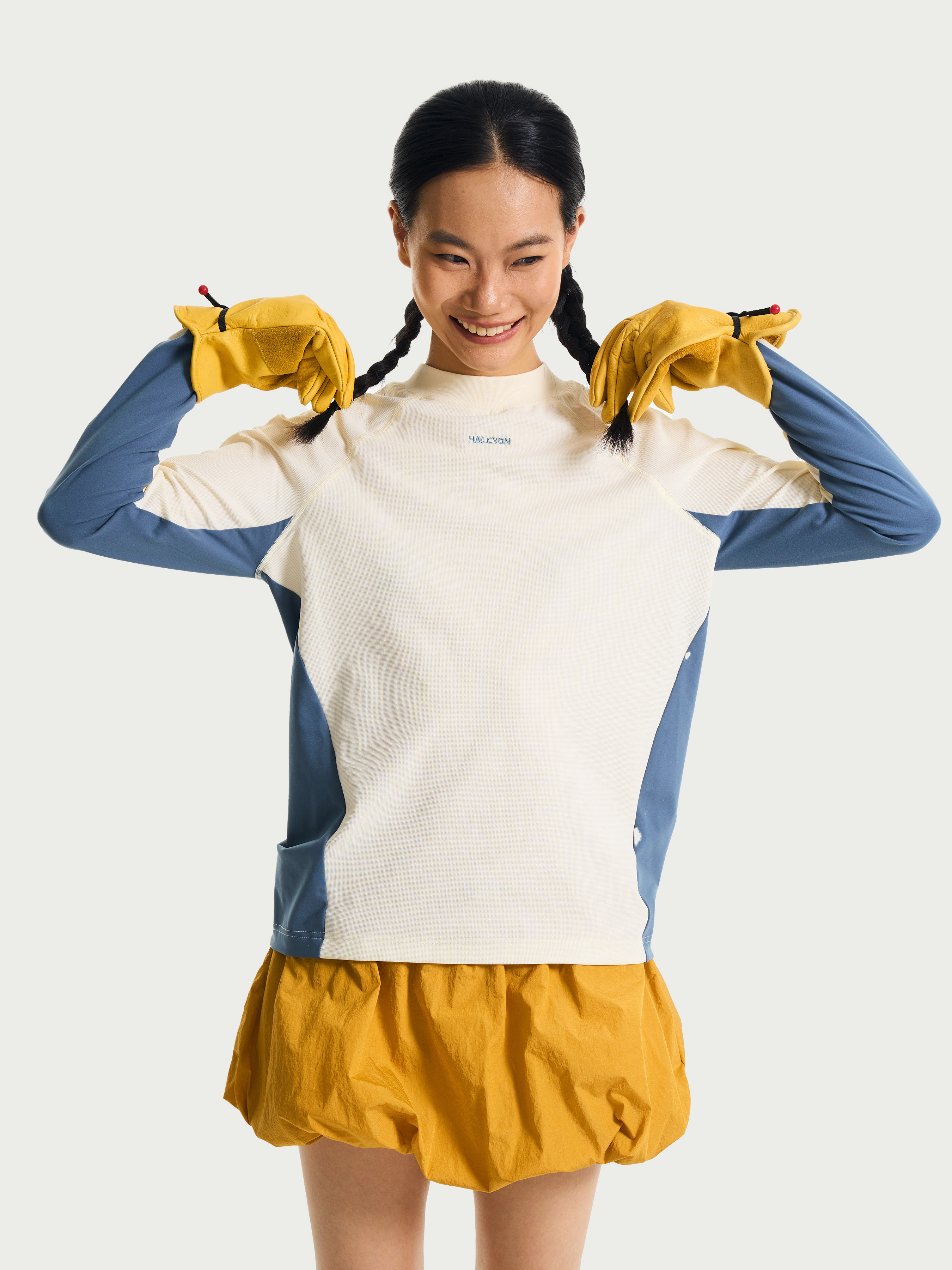 Stretch Waffle-Knit Sport Long Sleeve