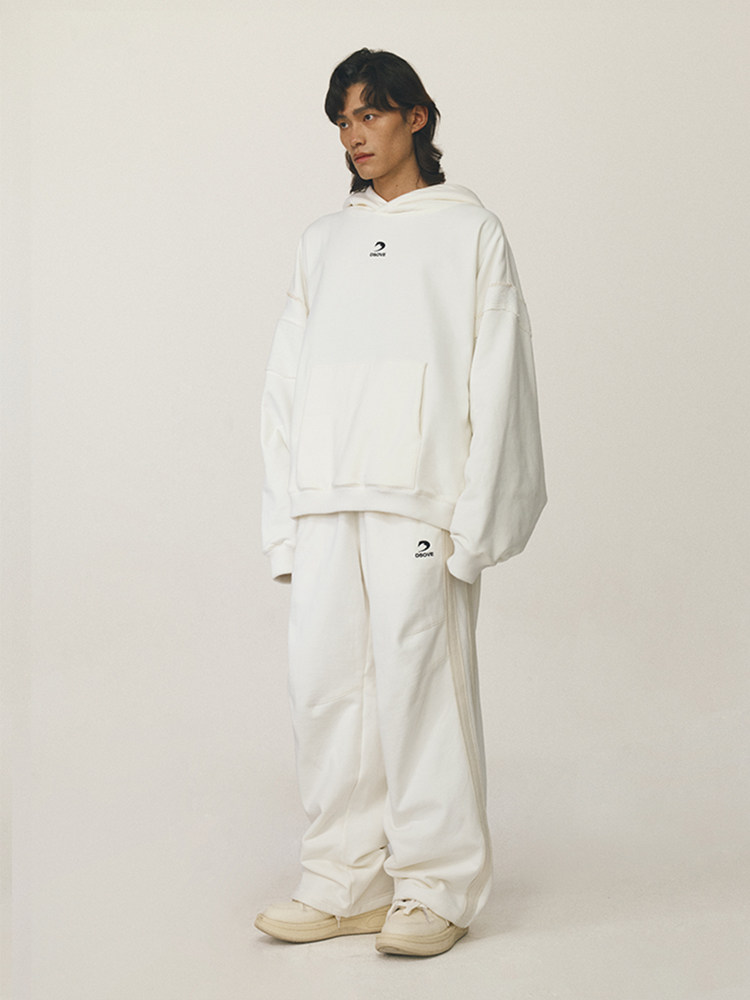Side-Stripe Embroidered Wide-Leg Sweatpants