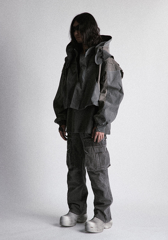 Structured Washed Cropped Jacket