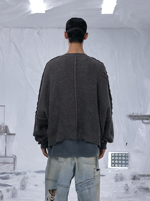 INSIDE OUT Distressed Deconstructed Sweater