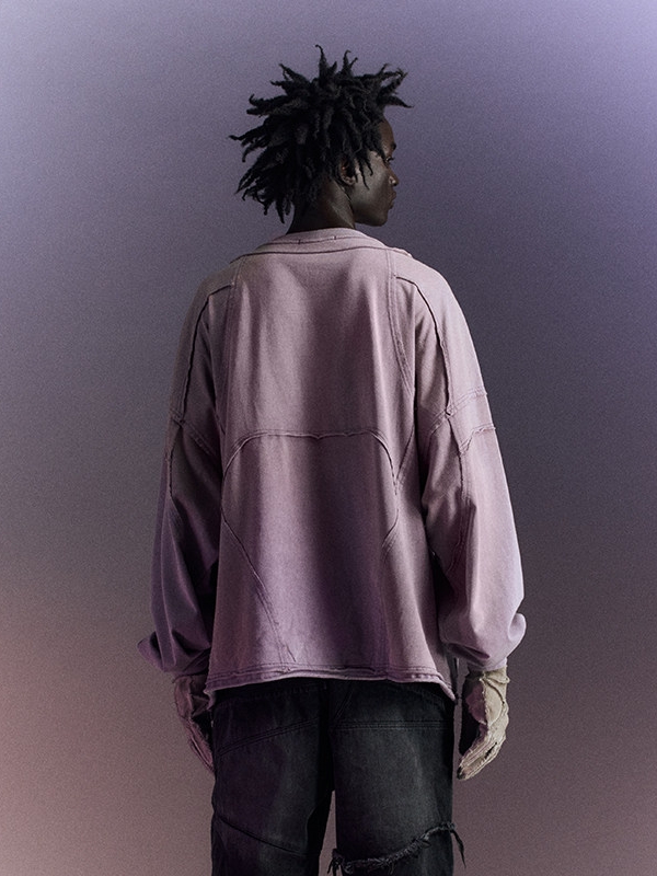 "05" Garment-Washed & Aged Long Sleeve T-Shirt