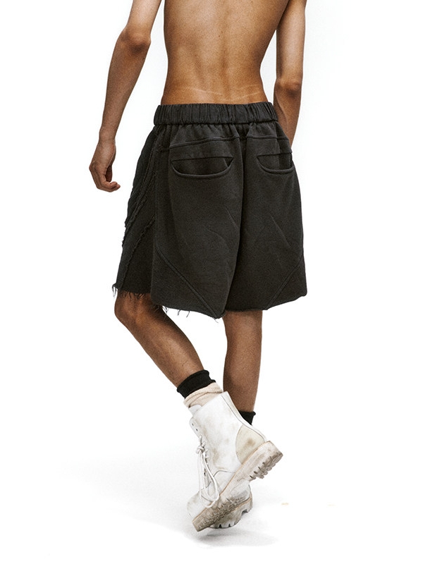 Raw-Edge Structured Shorts
