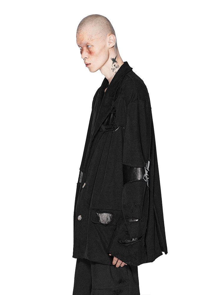 MAD PRO Leather-Paneled Deconstructed Oversized Blazer