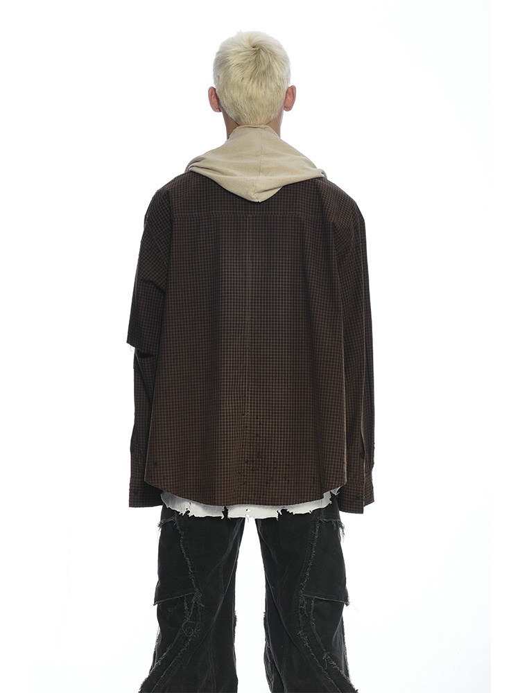 NOMAD Gradient Distressed Plaid Shirt