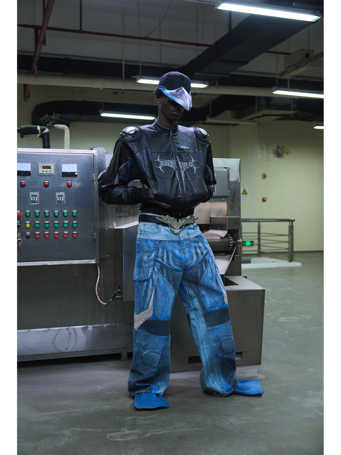 Color-Block Armor Motorcycle Jacket