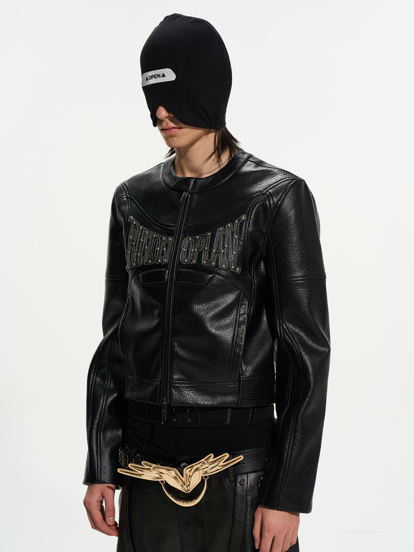 Short Structured Leather Motorcycle Jacket