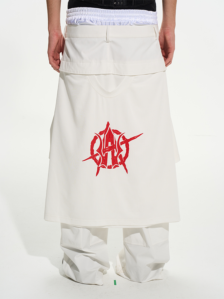 Layered Double-Waist White Pants