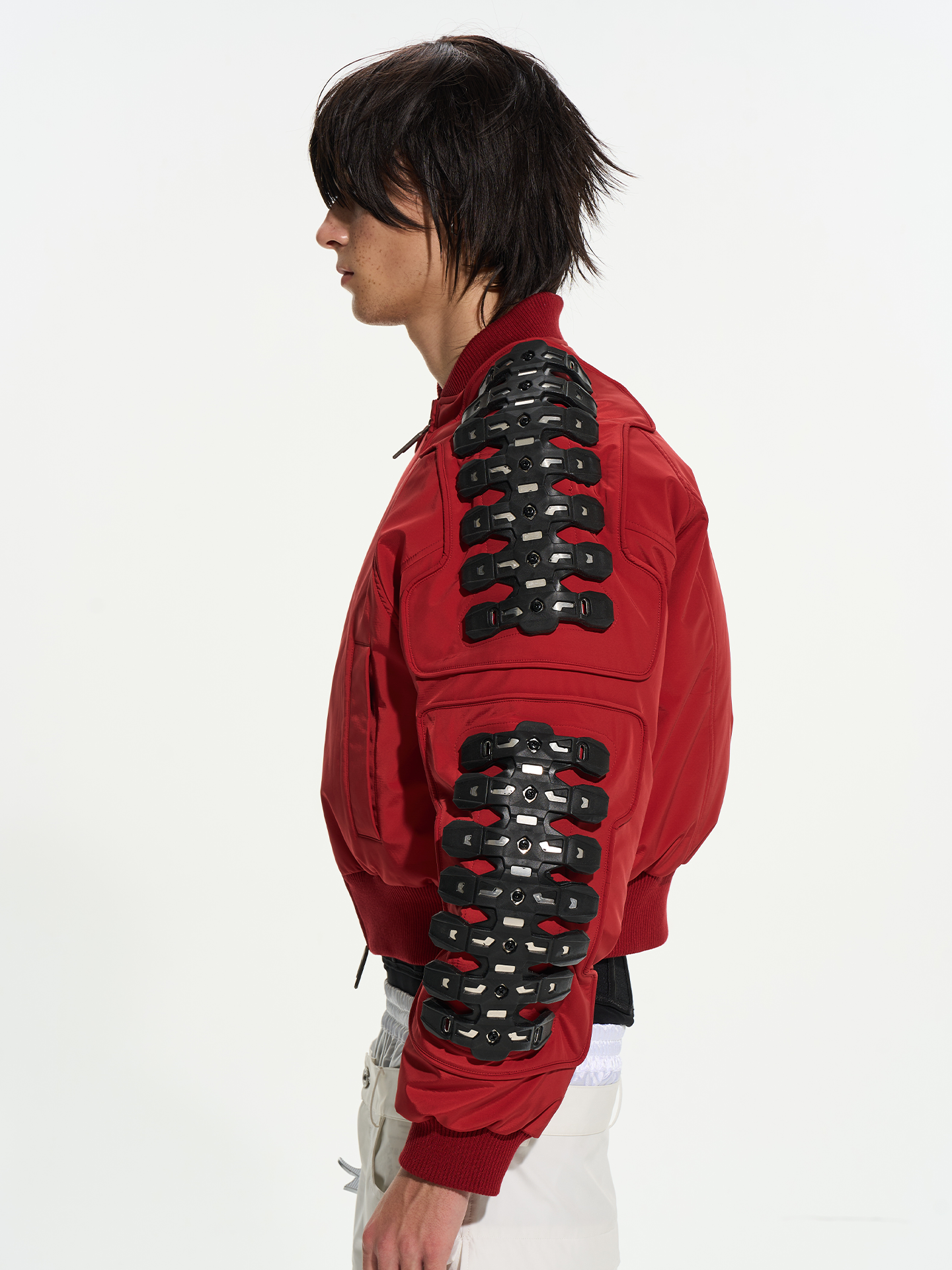 Heavy‑Duty Spine System MA‑1 Red Quilted Jacket