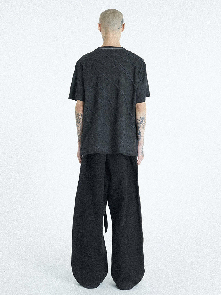 Pleated Dyed Short Sleeve T-Shirt