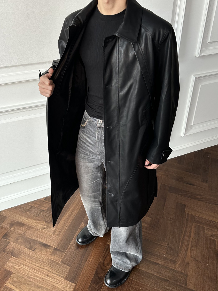 Nocturnal Leather Trench Coat