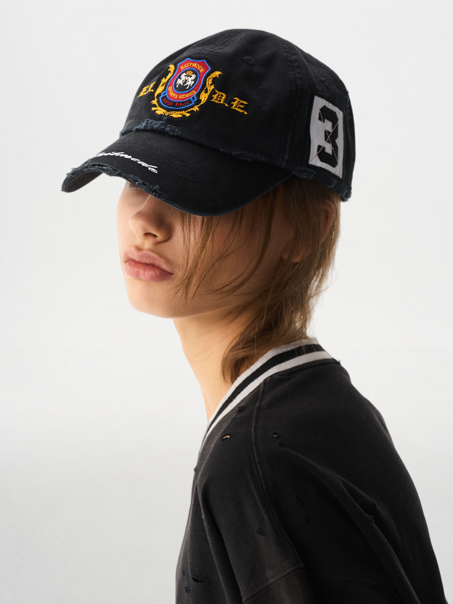 Washed Distressed Embroidered Patch Baseball Cap