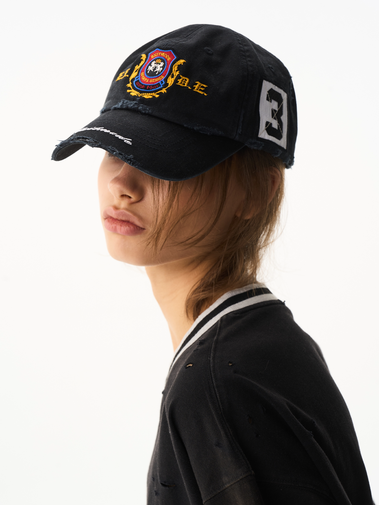 Washed Distressed Embroidered Patch Baseball Cap