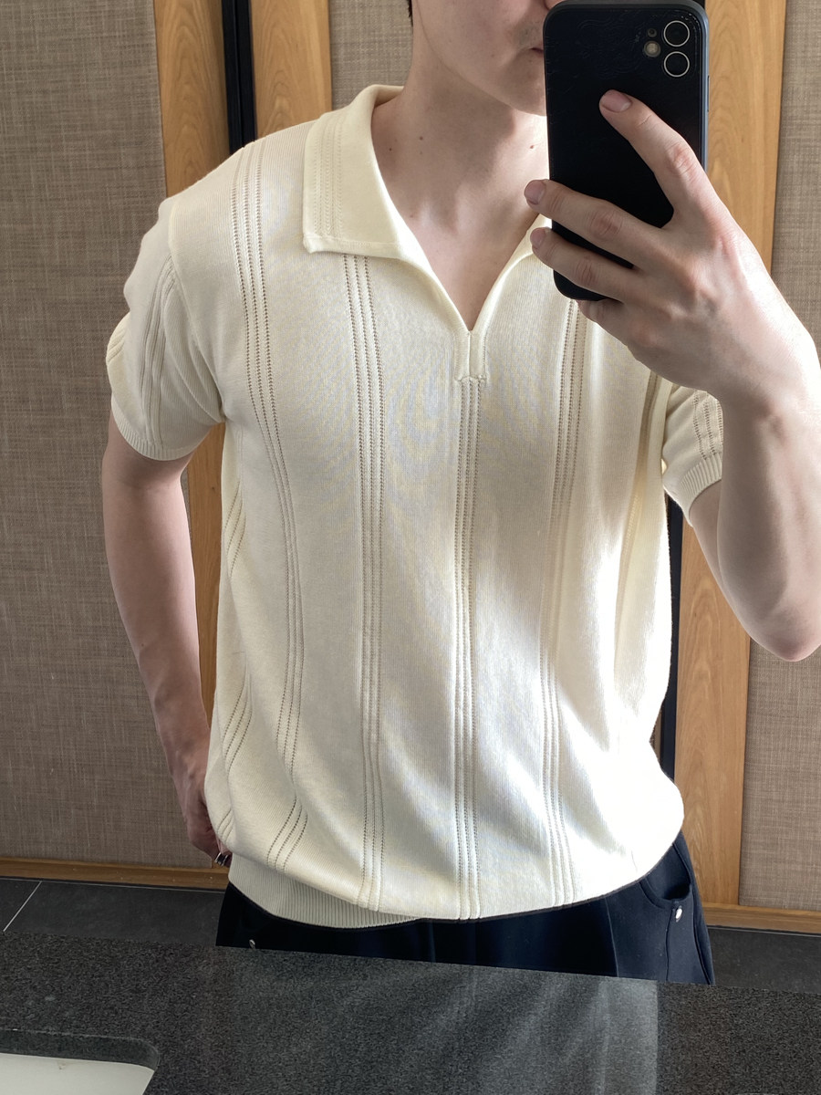 Seagull Neck Wool Short Sleeve