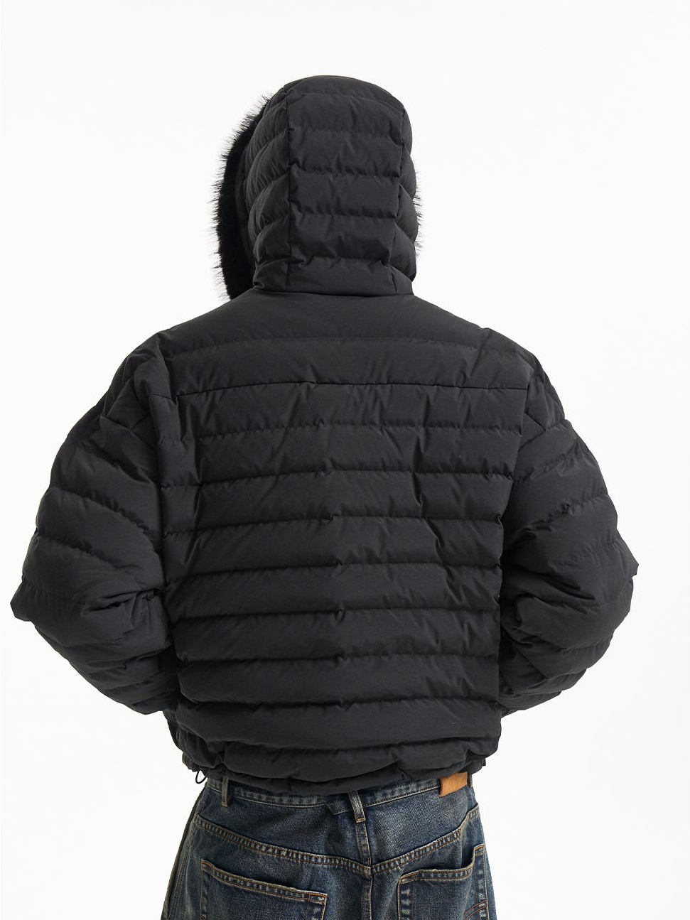 Quilted Oversized Detachable Fur Collar Puffer