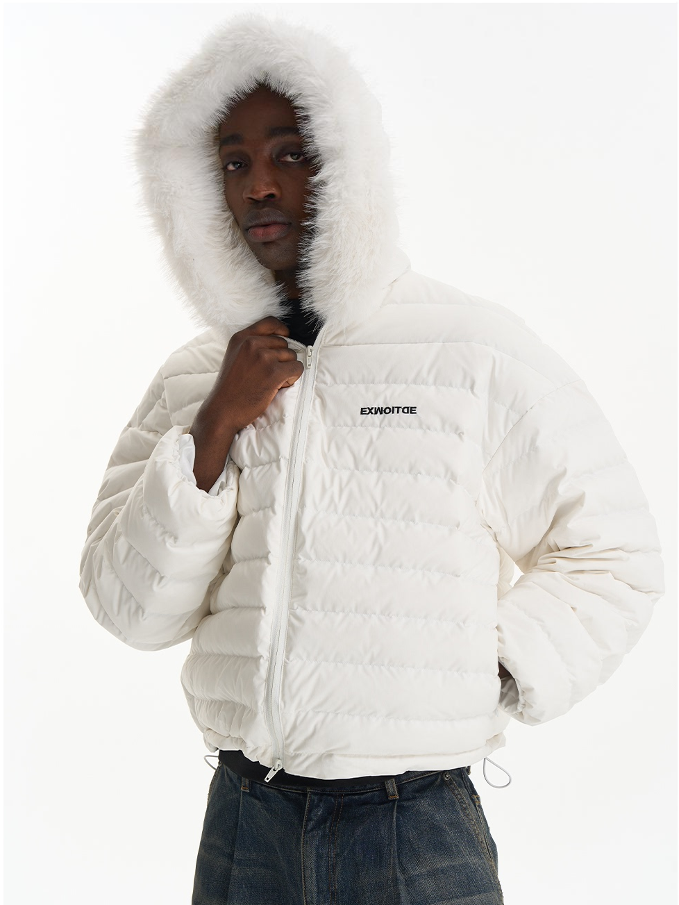 Quilted Oversized Detachable Fur Collar Puffer