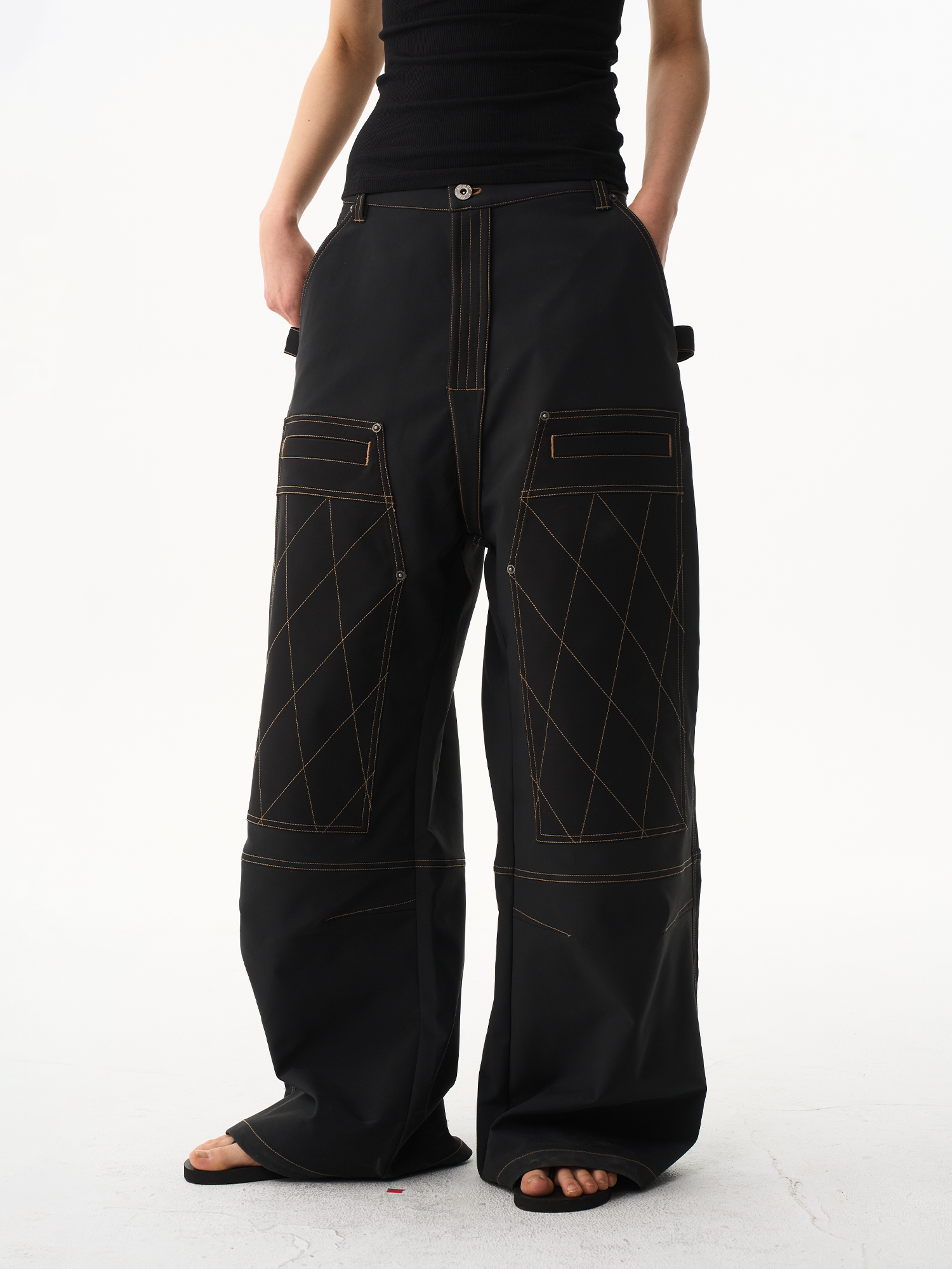 Color-Block Quilted Lumber Pants