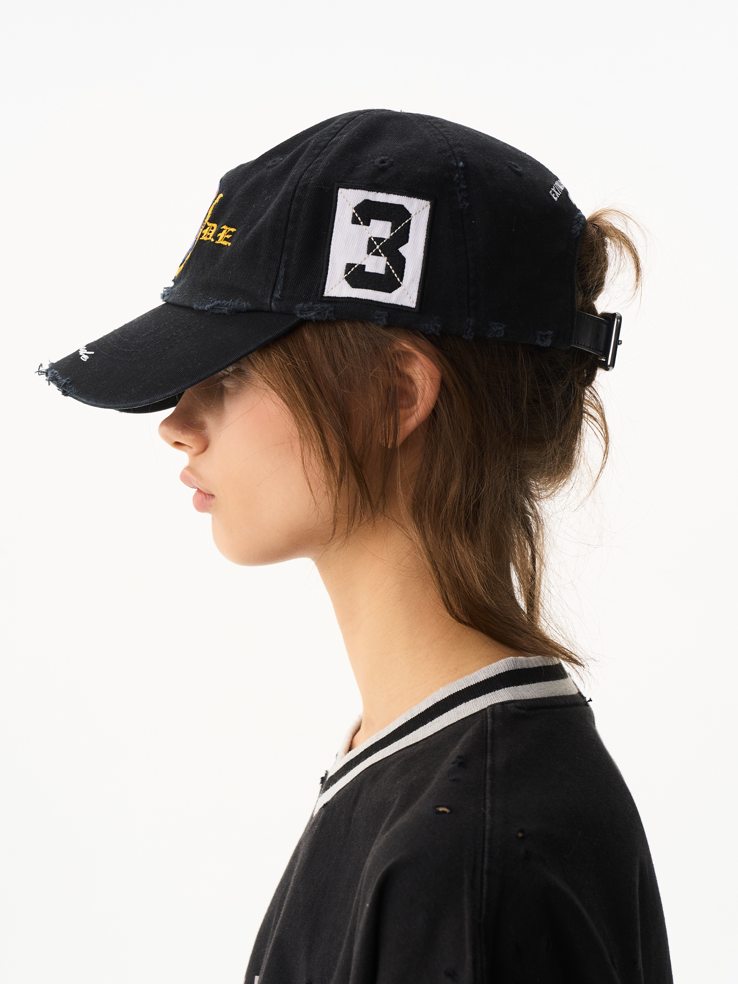 Washed Distressed Embroidered Patch Baseball Cap