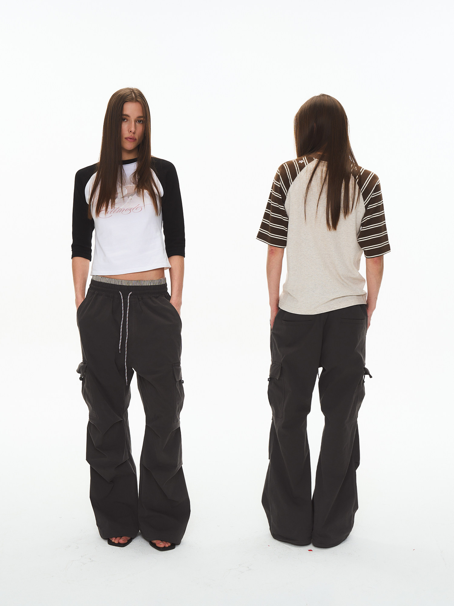 Check Patchwork Drawstring Cargo Pants