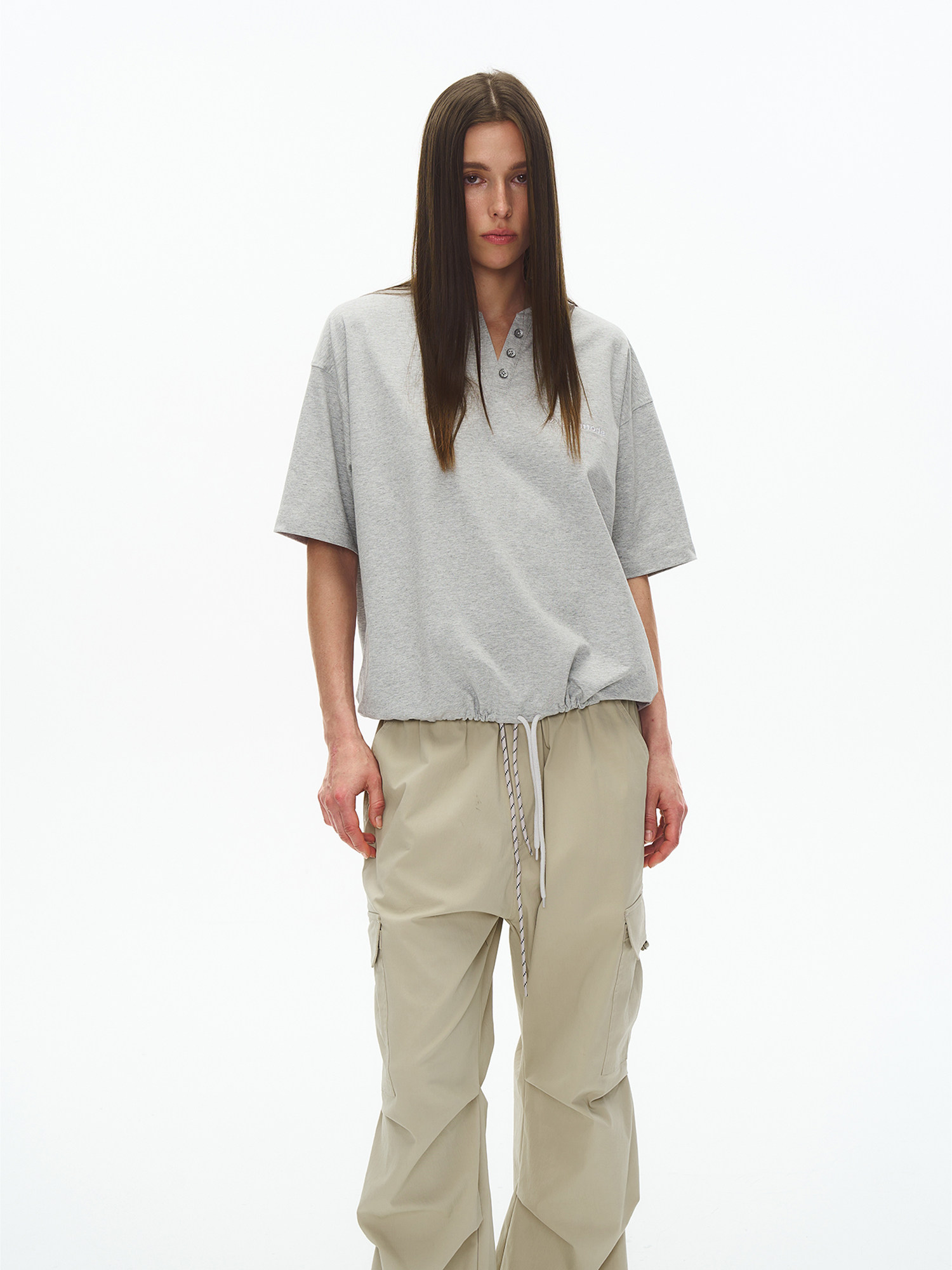 Cooling Sorona Drawstring V-Neck Ice-Touch T-Shirt