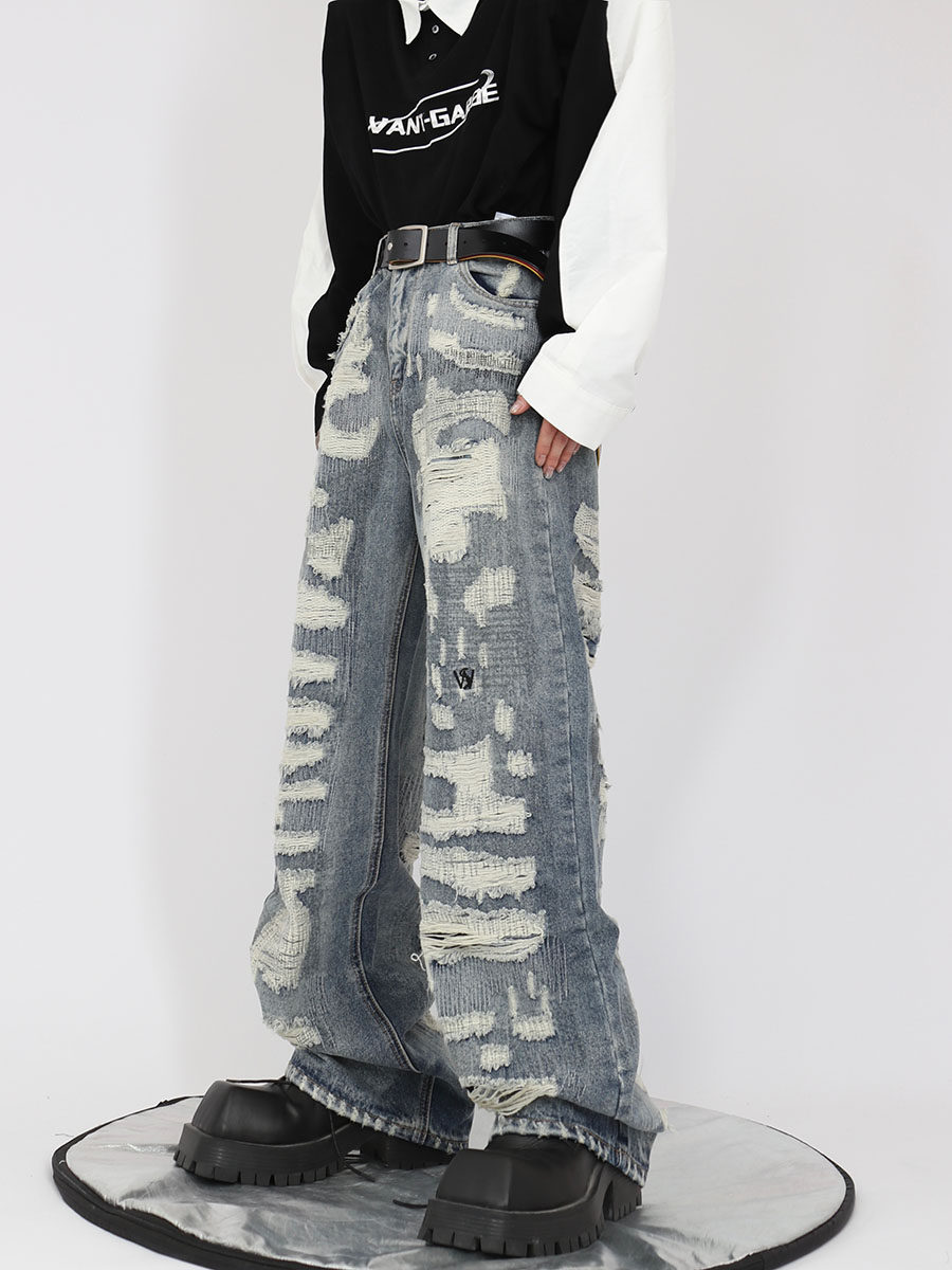 Heavy-Duty Distressed Jeans