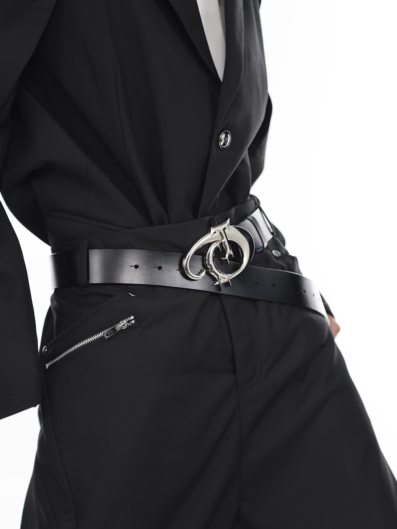 Full-Grain Leather Belt with Metal Logo