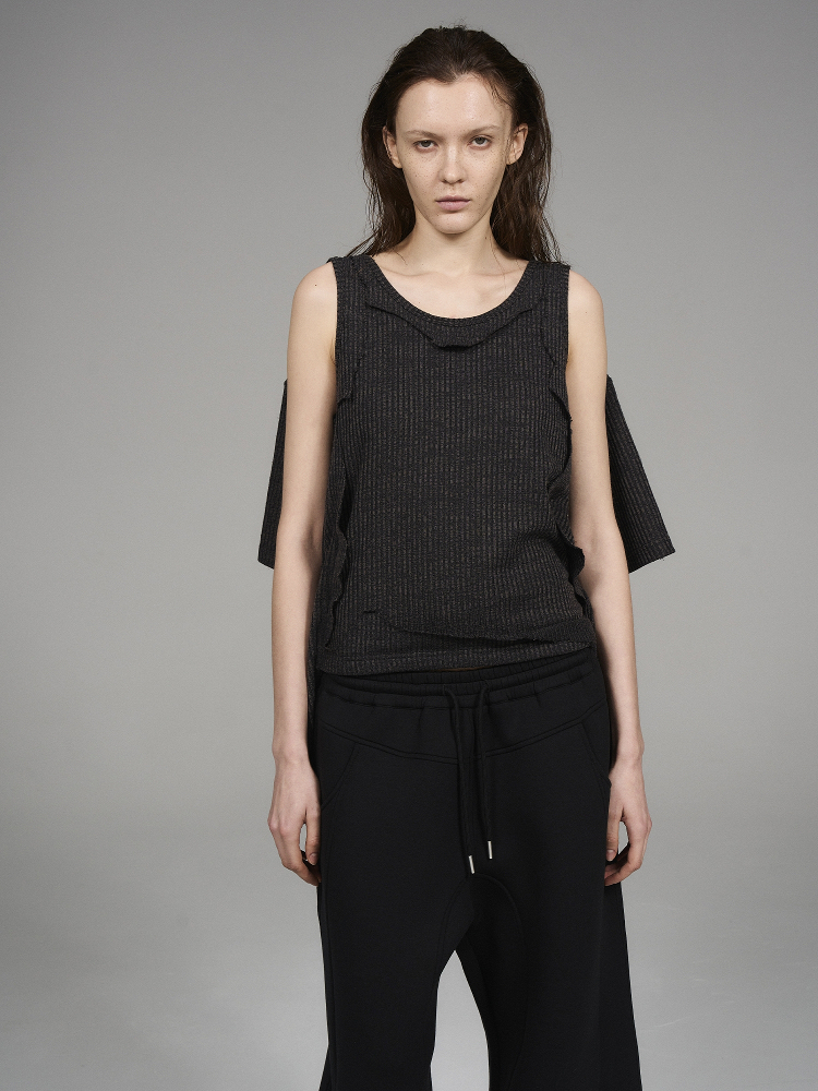 BLINDNOPLAN Level Series Distressed Sleeveless-Layered Short-Sleeve T-Shirt