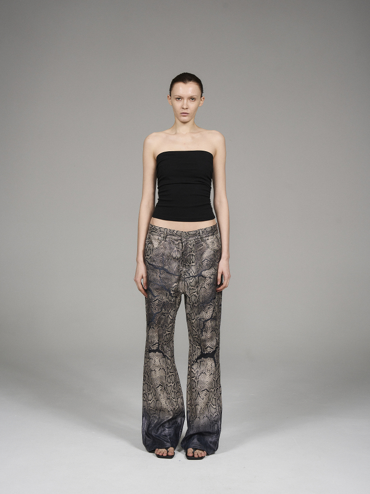 BLINDNOPLAN Level Series  Snake Print Leather Pants