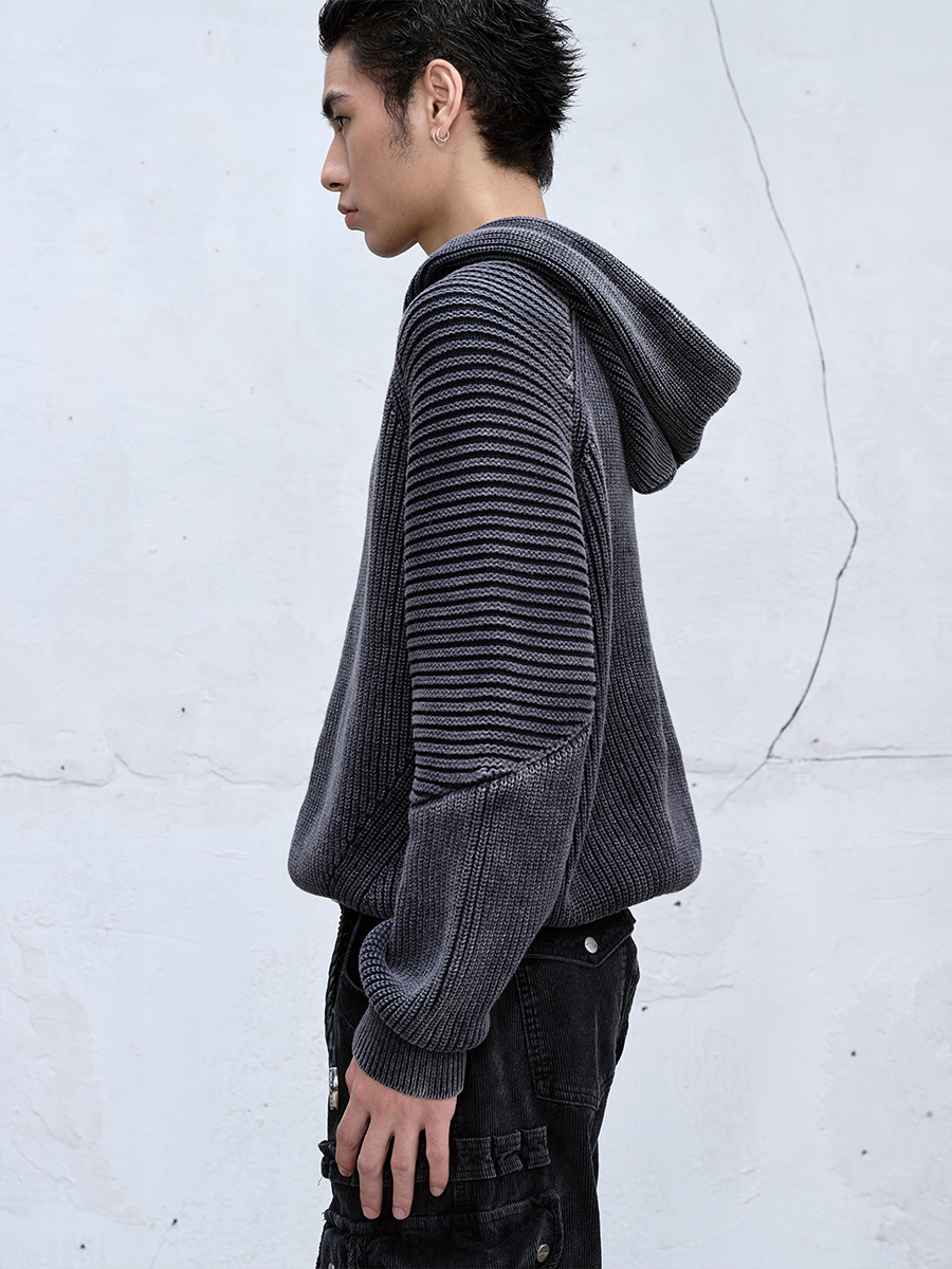Sorcerer Hood Heavy-Duty Washed Knit Sweater