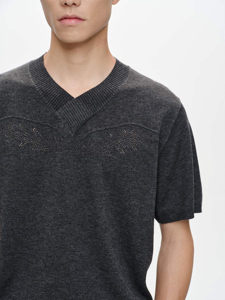 Wing Feather Wool-Blend Short Sleeve