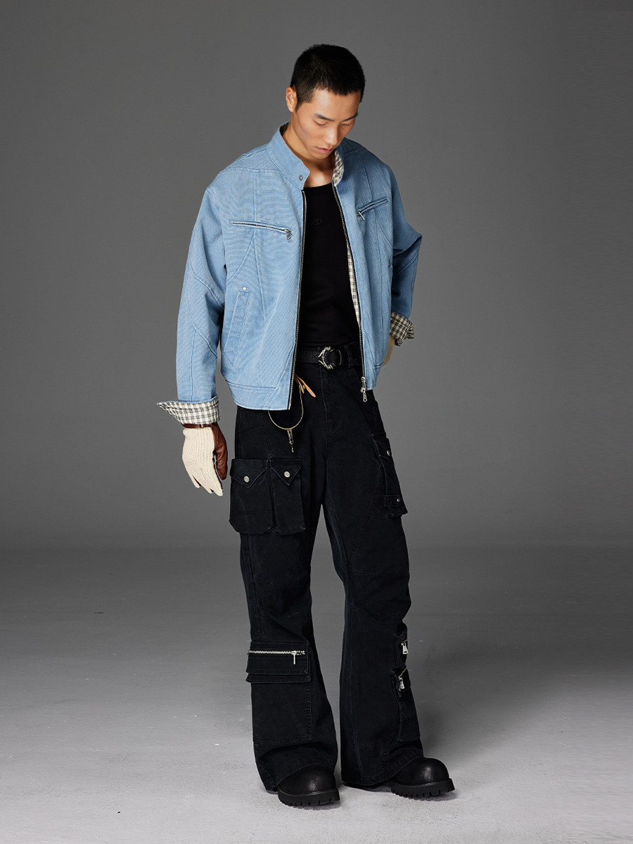 Crack Wash Shell Cargo Pants