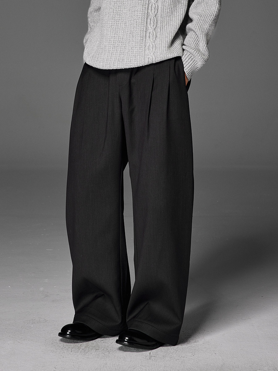Diamond-Knit Rib Double-Pleat Trousers