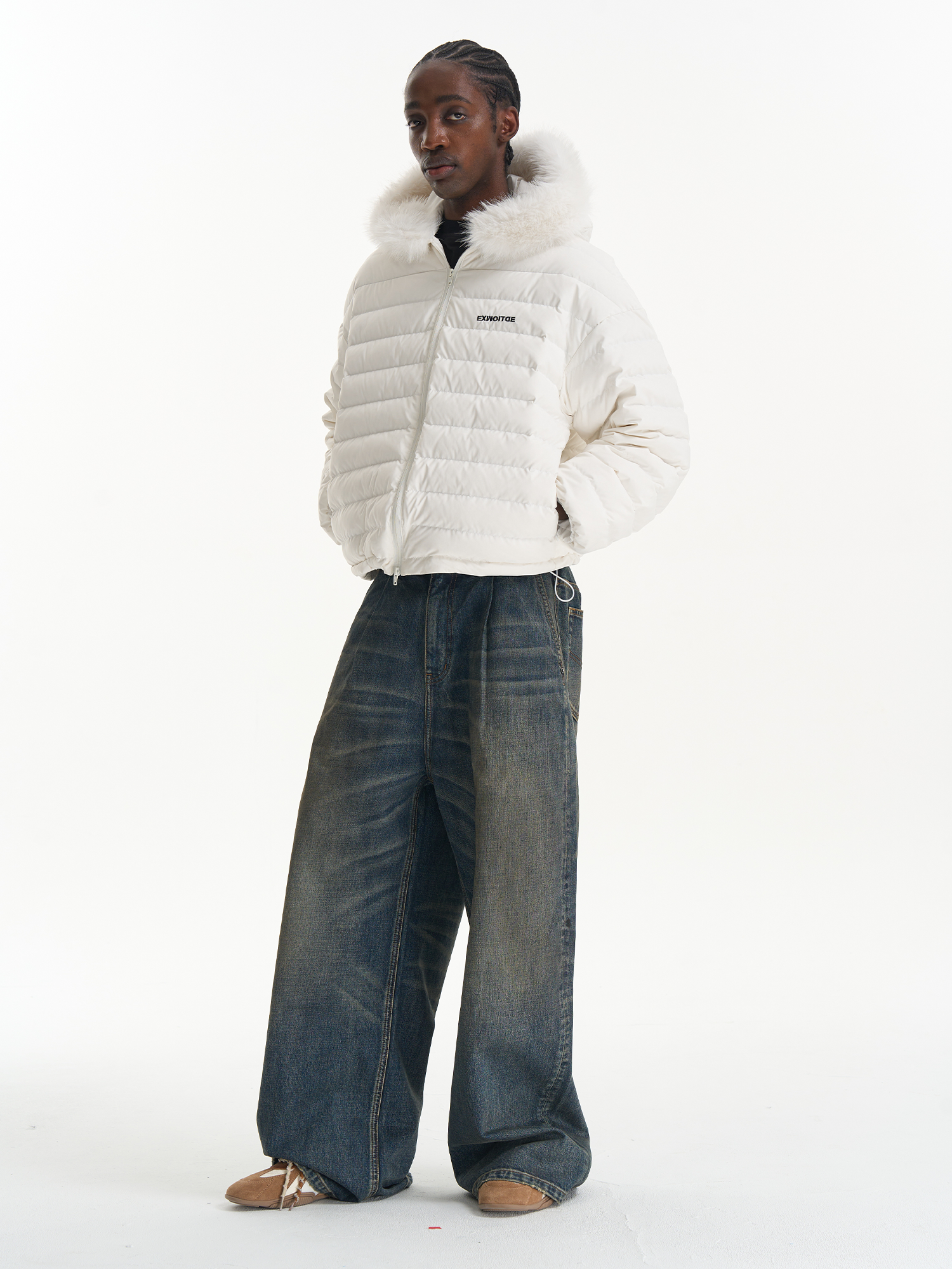 Quilted Oversized Detachable Fur Collar Puffer