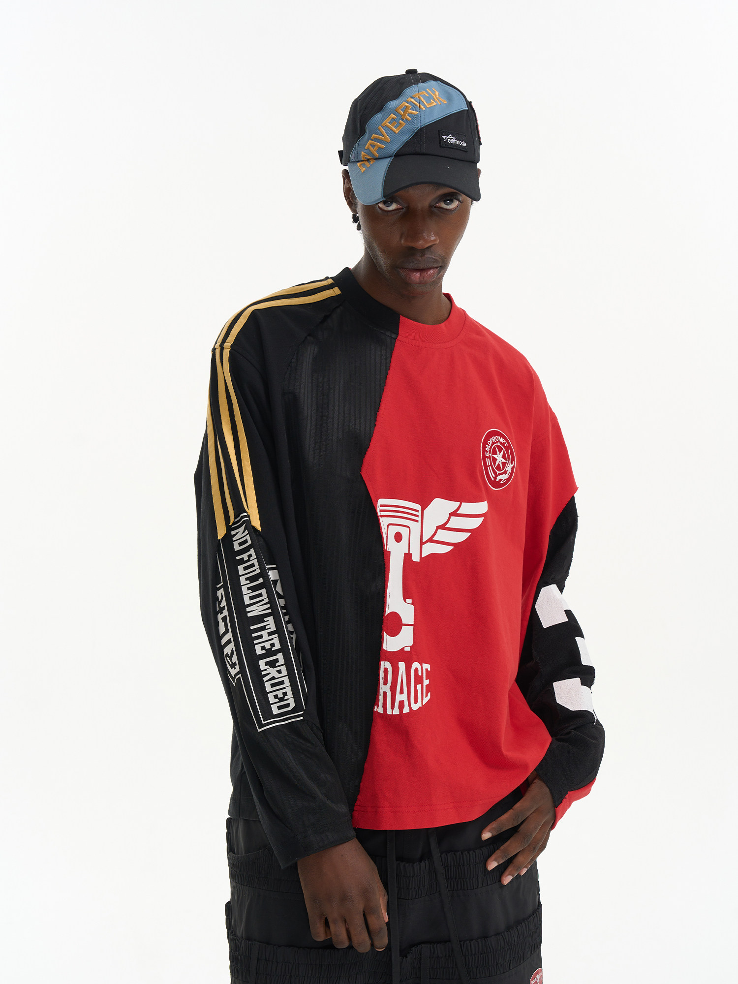 Raw-Edge Panel Print T-Shirt