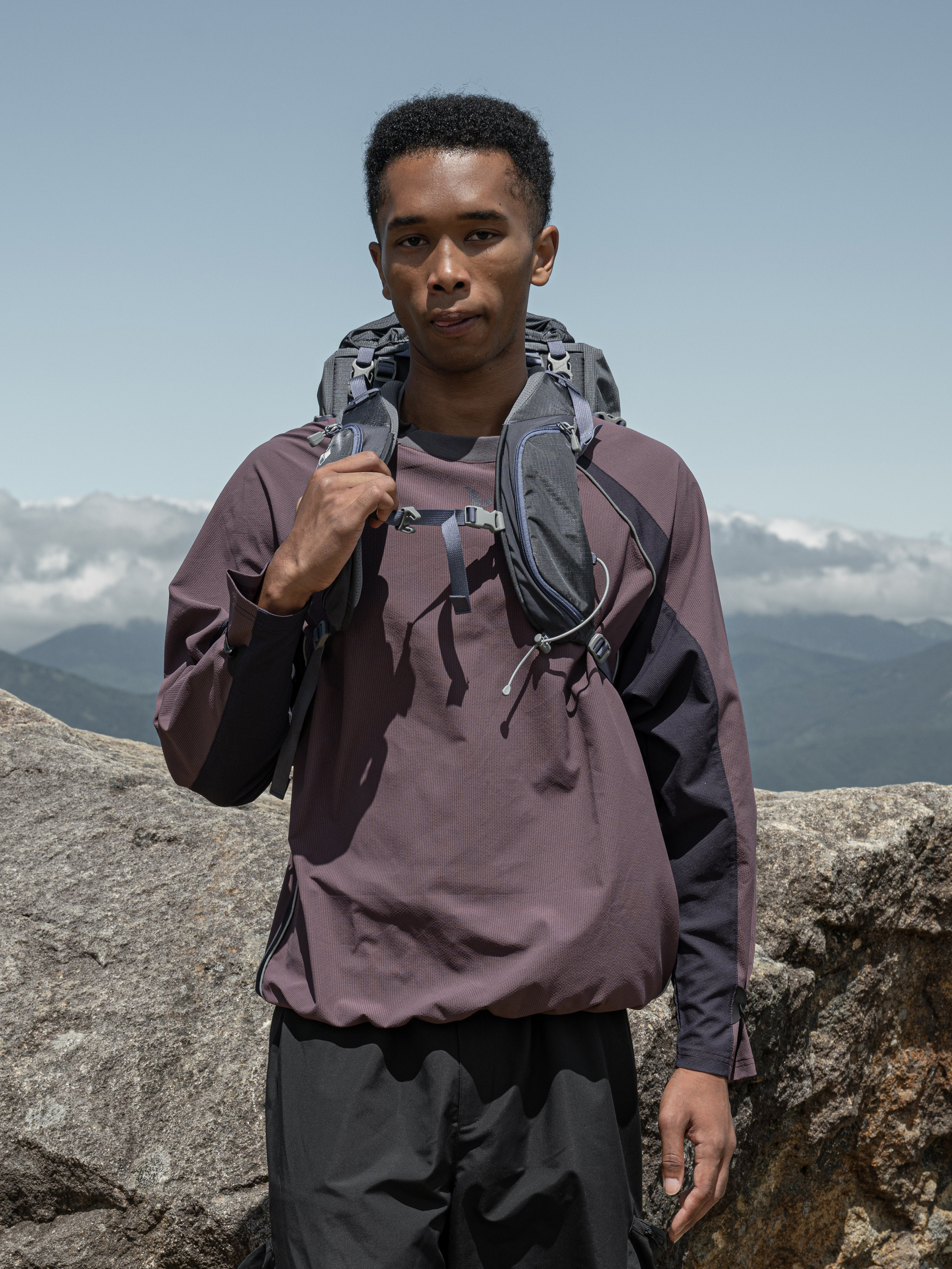 Waffle-Knit Reflective Panel Long Sleeve