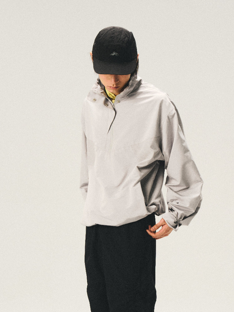 Windproof & Water-Repellent Half-Zip Color-Block Stand Collar Jacket