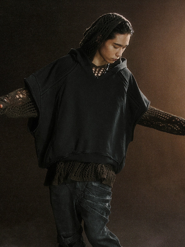 Structural Sleeveless Hoodie Vest