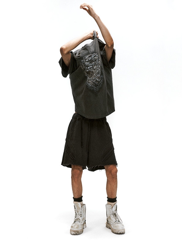 Raw-Edge Structured Shorts