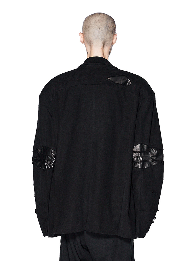 MAD PRO Leather-Paneled Deconstructed Oversized Blazer