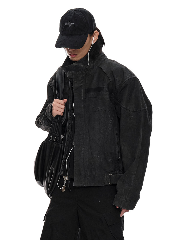 TWIN-ENGINE Waxed Motorcycle Jacket