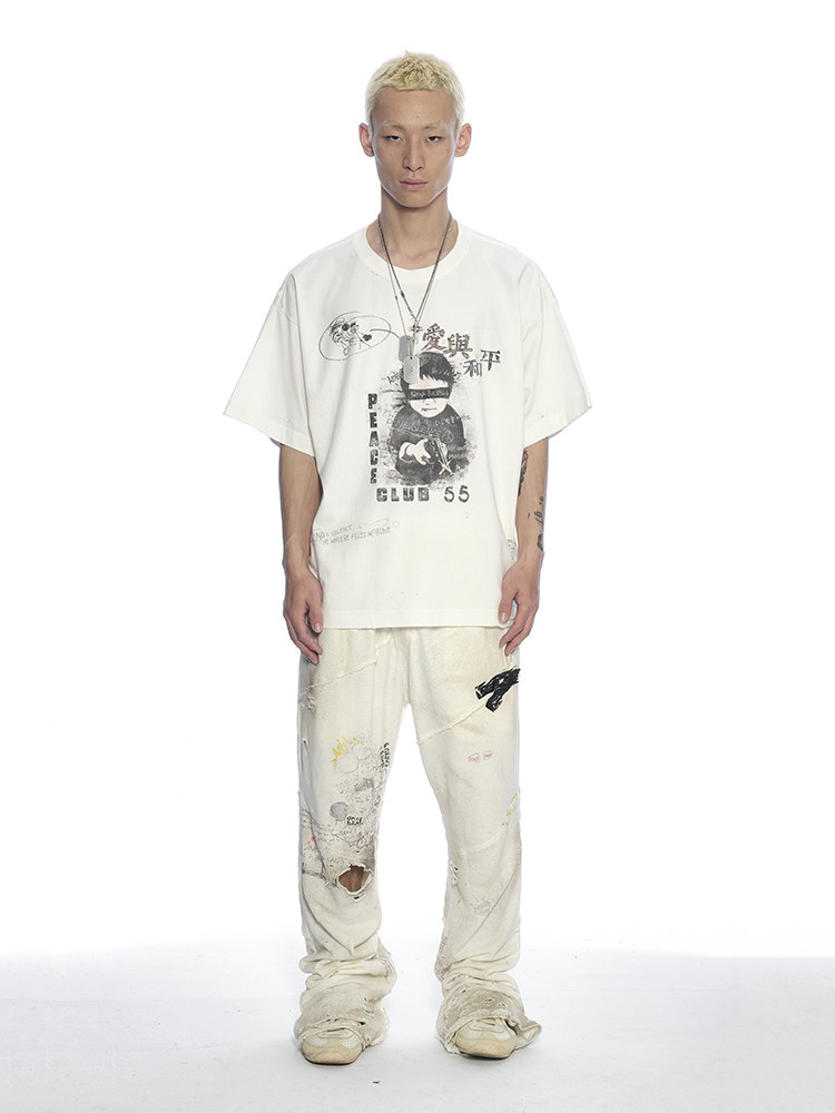 Love & Peace Print Short Sleeve Tee